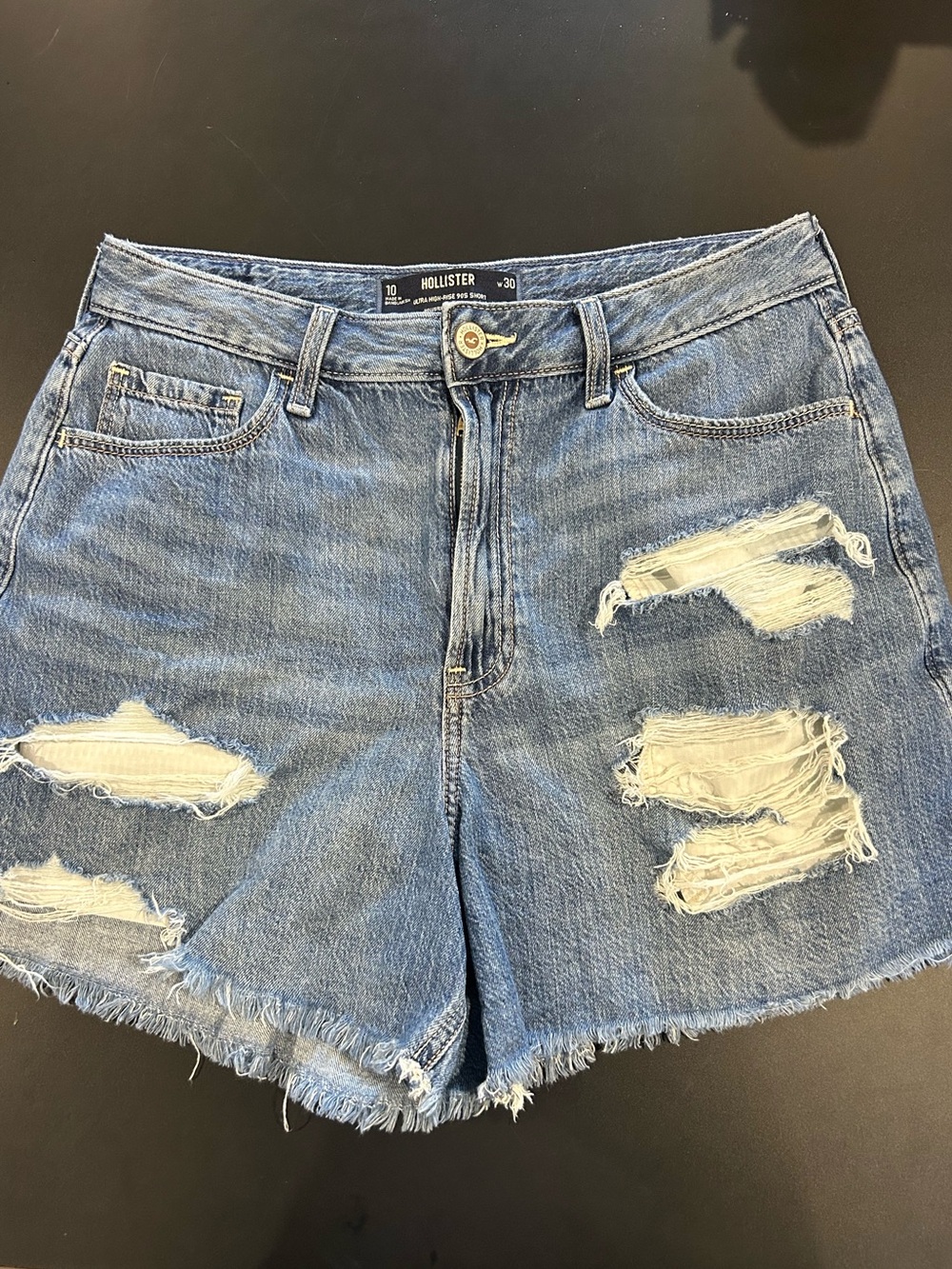 Hollister Light Blue Distressed Denim Shorts